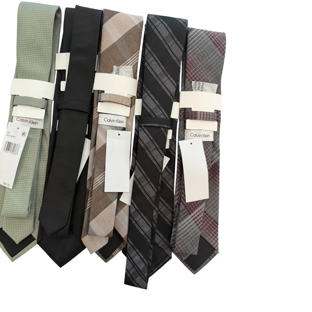 Calvin Klein Necktie Mens One Size Ties Various Colors and Patterns New lot of 5